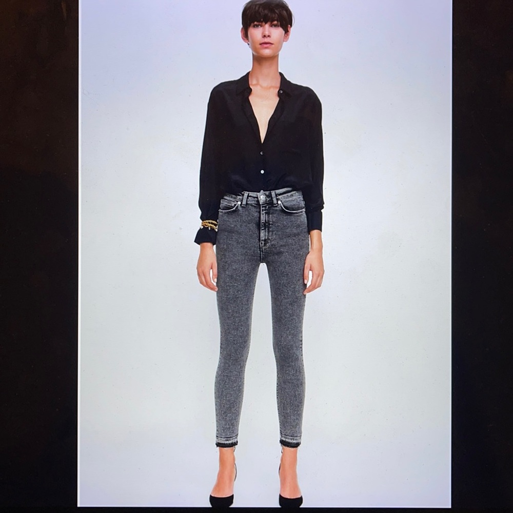 Zara Woman Premium Denim Snow Black Jeans